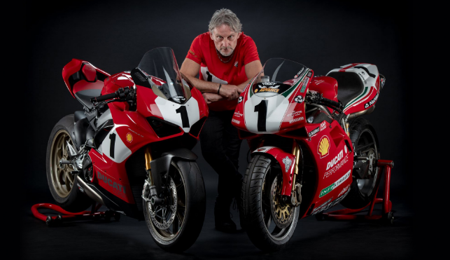Carl Fogarty with motorbikes